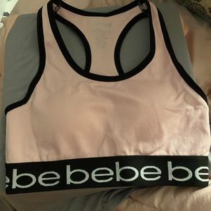 Bebe Sport light pink Racerback Logo Sports Bra